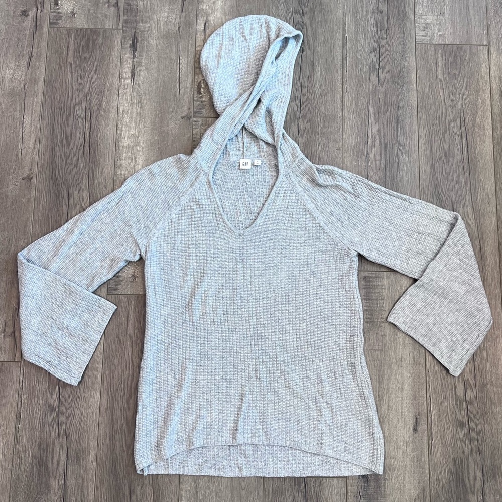 Gap Ribbed Hooded Sweater Gray Medium